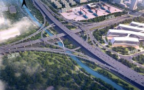 中交路建上海外環西段交通功能提升工程3標首件立柱吊裝完成